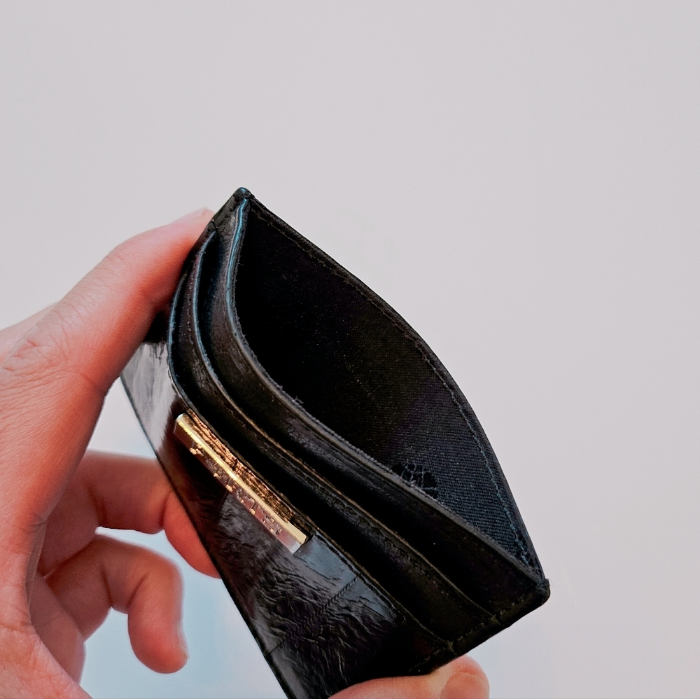 PORTS 1961 Black Eel Skin Exotic Leather Card Holder Silver Detail With Box. - Picture 3 of 5